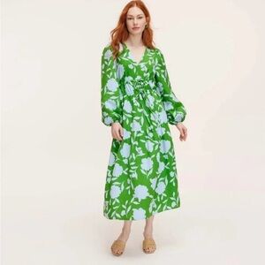 Elegant Green and White Floral Midi Dress
